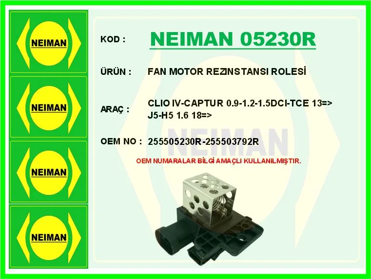 Fan Motor Rezistansı Rölesi Renault Clio 4 2012 Captur 2013 Duster 2010 DOKKER 2012 0.9 Tce 1.2 Tce 1 5DCI