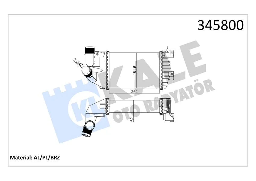 Turbo Radyatörü İntercooler ASTRA H - Zafira Al / PL / BRZ 262X181.5X62