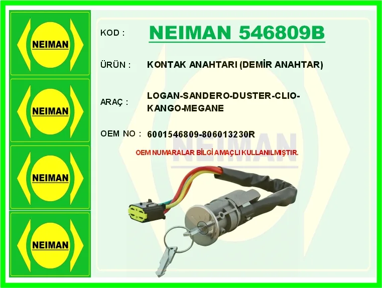 Kontak Anahtari Logan - Sandero - Duster - Clio - Kango - Meganekontak Anahtari Demir Anahtar