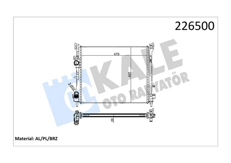 Motor Su Radyatörü Renault Clio 2 1998-2005 Symbol 2000 Symbol 2 2008 1.5DCI Manuel Vites Ac Mekanik 479X414X27