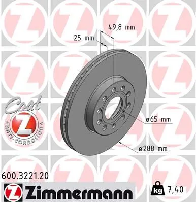 Fren Diski Ön VW CADDY - Passat - Golf 5/6/7- Skoda Octavia Ford Connect 2023 Çap: 288MM. Kalınlık: 25MM Delik: 9 (2 Adet)