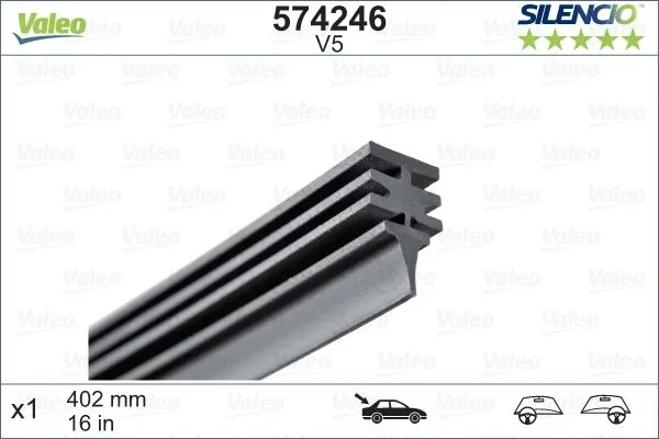 Silecek Lastiği VALEO Silencio X1 400 MM Arka V5 Fiat Punto 3; 5KAPI
