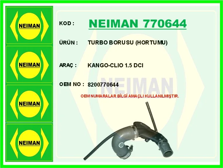 Turbo Borusu Hortumu Kango - Clio 1.5 DCI