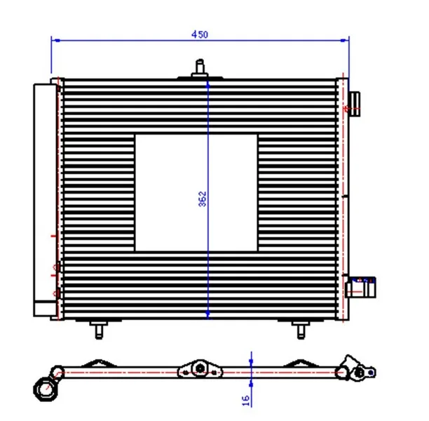 Kondenser P207-P208-P1007-P2008 2005 - C2-C3-C3 2 2003 DS 3 2014 1.4 1.6HDI Kurutucu İle Al / Al 420X371X1 6