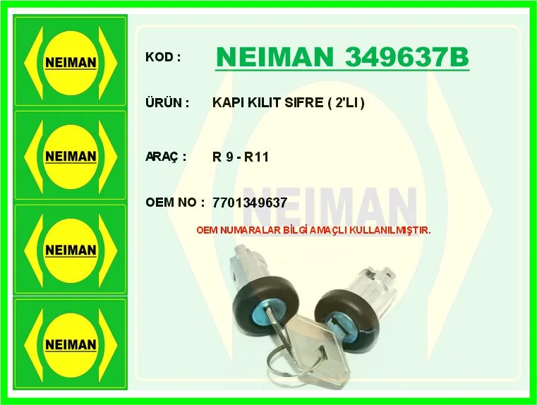 Kapı Kilit Sıfre 2 Li R 9 - R11