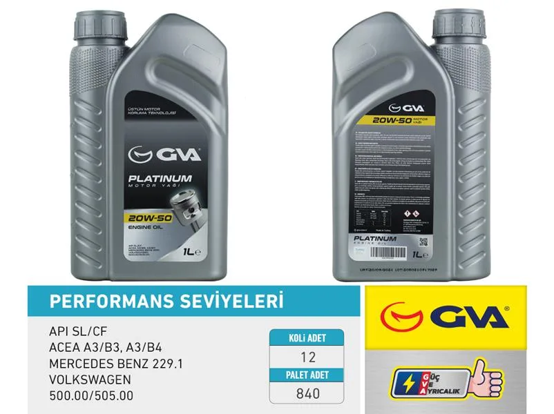 Motor Yağı 20W50 1 LT Platınum Mineral API SL / CF (12 Adet)
