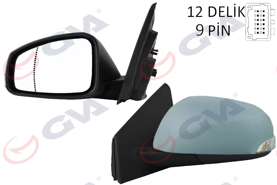 Diş Dikiz Aynası Sol Megane - Fluence 2008 Elektrikli Isıtmalı Sinyalli Sensörlü Isıtmalı Astarlı Asferik 9 Fiş VM-6138EHPSAL