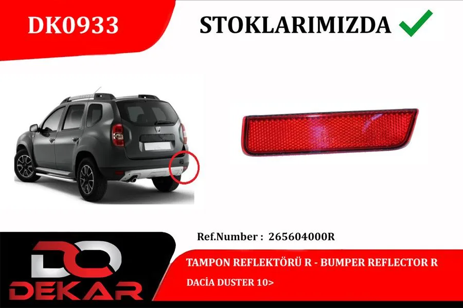 Arka Tampon Reflektörü Sağ Dacia Duster 2010 Logan MCV 2008
