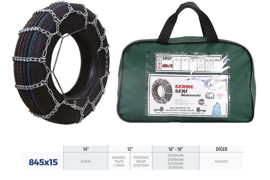 Patinaj Zinciri Minibüs ve Kamyonet Serme 215X65X16 TRANSPORTER Zincir Ebatları İçin Resime Bakınız