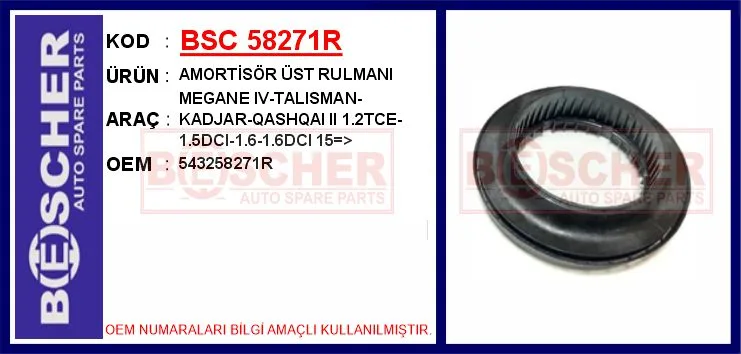 Amortisör Üst Rulmani Megane 4 - Talisman - Kadjar - Qashqai 2 1.2TCE-1.5DCI-1.6-1.6DCI 2015 (2 Adet)