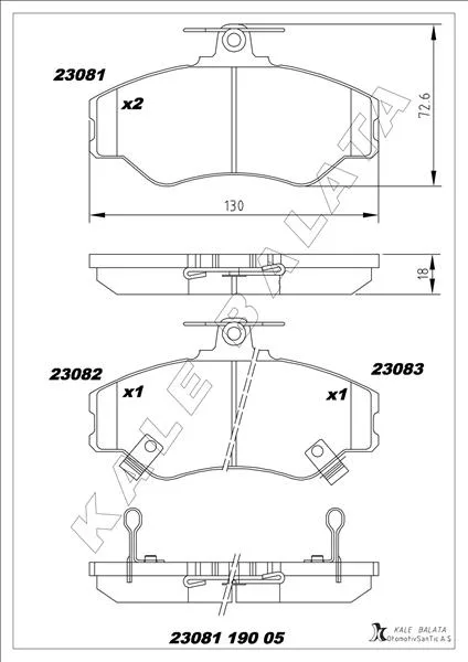 Ön Fren Balata Hyundai H100 2.5L D4BA 4D55 4D56 Panelvan 1994-2005