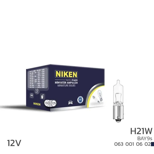 NIKEN H21W Mınyatur Ampul BAY9S 12V 10LU (10 Adet)