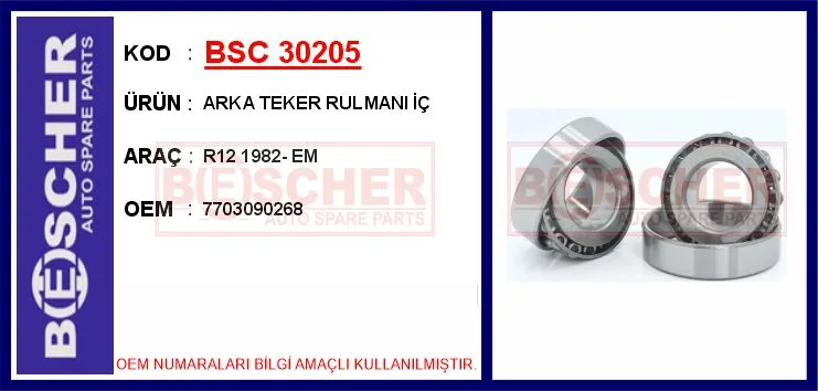 Arka Teker Rulmani İç R12 1982 Eski Model