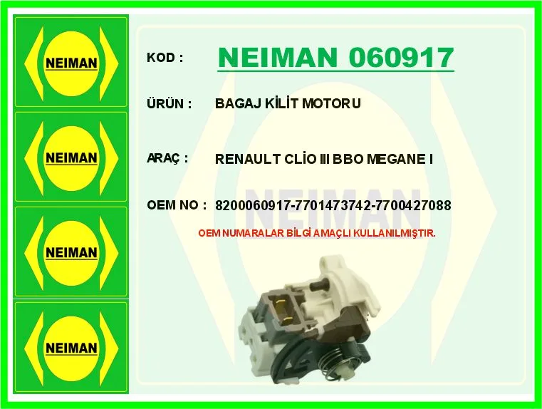 Bagaj Kilit Motoru Renault Clio Symbol 2001-2008 Symbol 2008 Clio 2 1998-2005