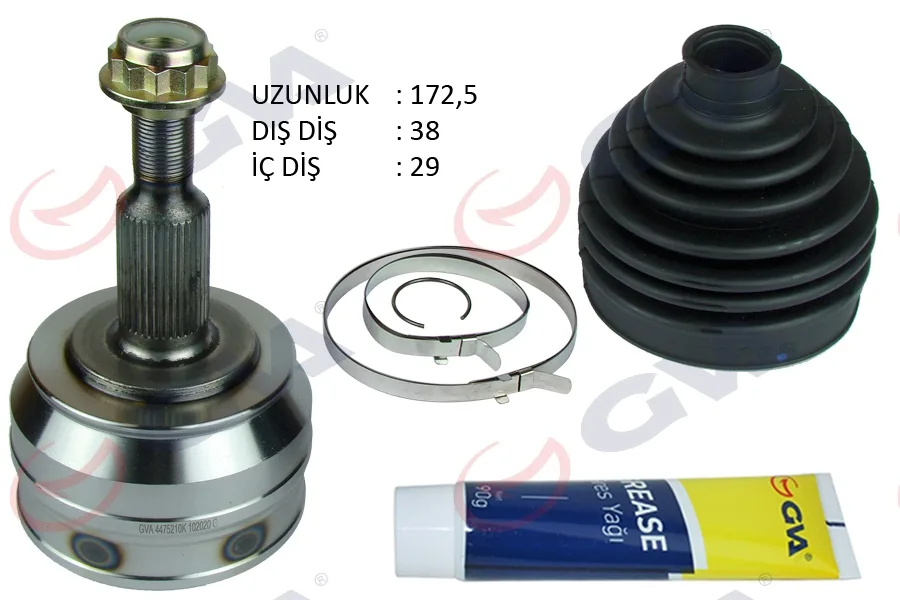 Aks Kafası Diş Ön TRANSPORTER T5 2.5 TDI 2004-2010 Axd 38X29X63 172.5MM