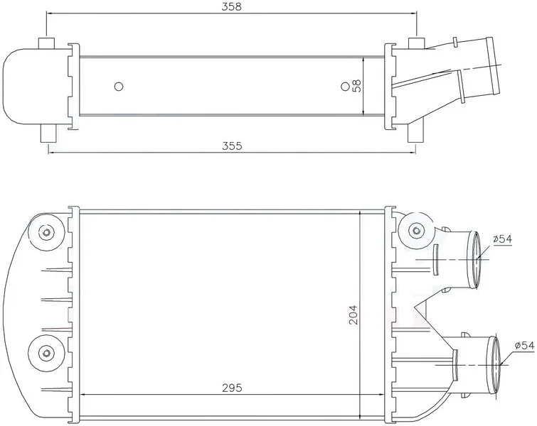 İntercooler Brazing İntercooler A / M 295X204X58 Brava 1.9 JTD 1995 Marea 1.9 JTD 95 96701