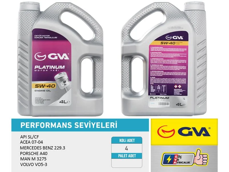 Motor Yağı 5W40 4 LT Platınum Tam Sentetik API SL / CF (4 Adet)