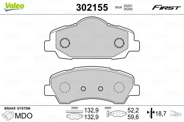 Ön Fren Balatası Peugeot P301 2012 P308 2013 Citroen C - Elysee 2012 C4 2014 266MM