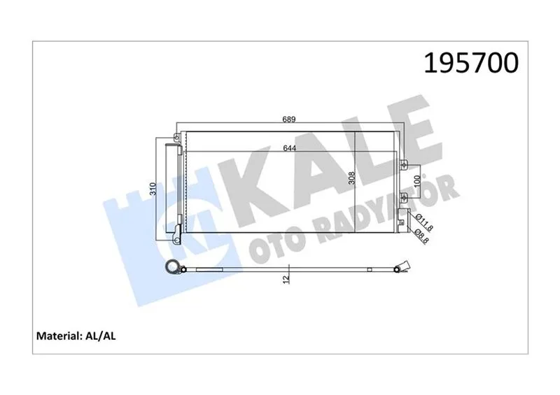 Klima Radyatörü Fiat Linea 2007 1.3 JTD 628X305X12 1 Sıra Alb Sistem