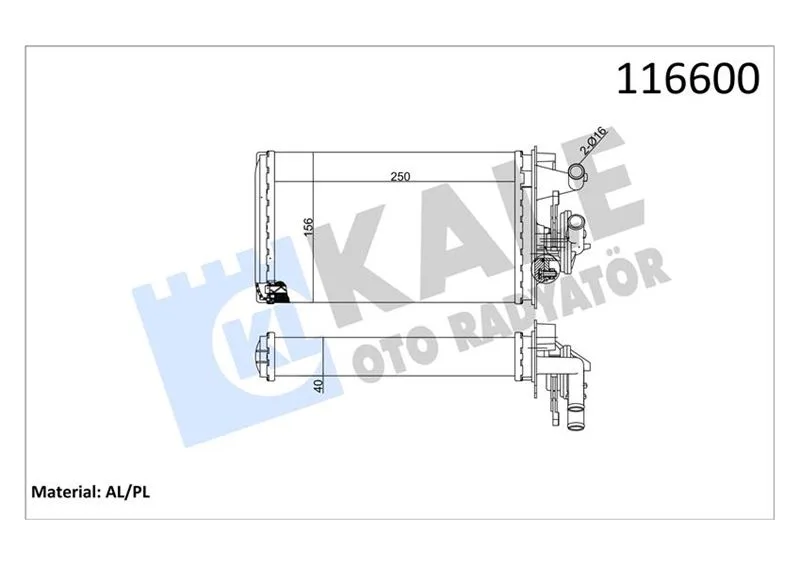 Kalorifer Radyatörü Fiat Tempra 1995-2001 TIPO 1995-2001 Alfa Romeo 145 1995-2001 146 1994-2001 155 1992-1997 250X158X42 Musluklu