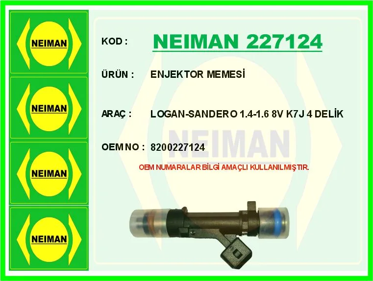 Enjektör Memesi Renault Clio Symbol 2002 Dacia Logan 2006 Sandero 2008 1.4-1.6-8 Valf K7J