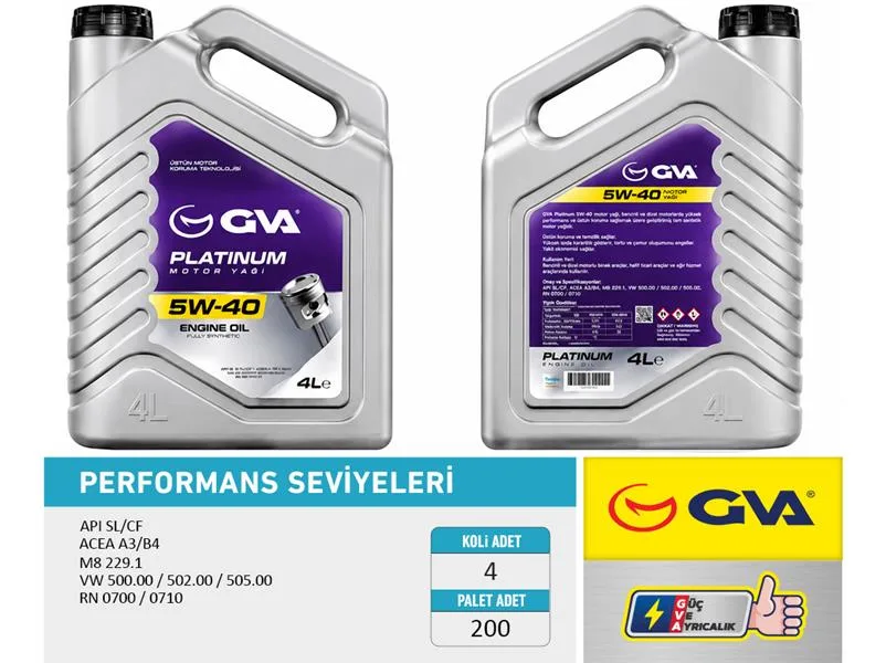 Motor Yağı 5W40 4 LT Platınum Tam Sentetik API SL / CF (4 Adet)