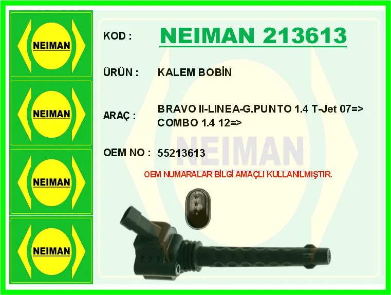 Ateşleme Bobini - Kalem Bobin Fiat Bravo 2 2007-2014 DOBLO 2010 Linea 2009 G.Punto 2009 Egea 2016 1.4 1.4 T - Jet