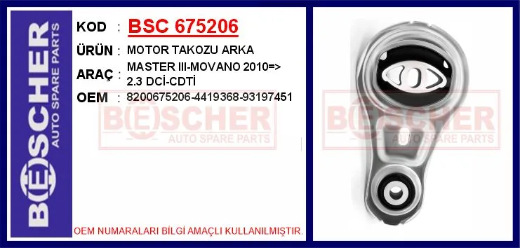 Motor Takozu Arka MASTER 3 - MOVANO 2010 2.3 DCİ - CDTİ