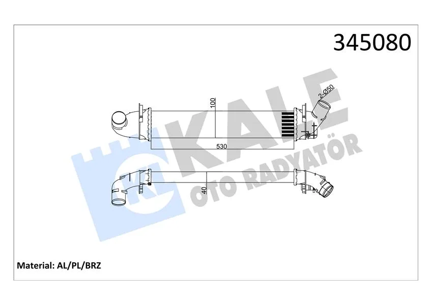 Turbo Radyatörü İntercooler Dacia Logan 2004 Sandero 2008 1.5 DCİ 654X113X108 Mek. Al / PL / BRZ