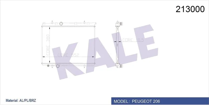 Radyatör 206 2000 SONRASI1.4İ-1.6 16V-2.0HDI 90 Mek Ac Klimasız 378X536X18