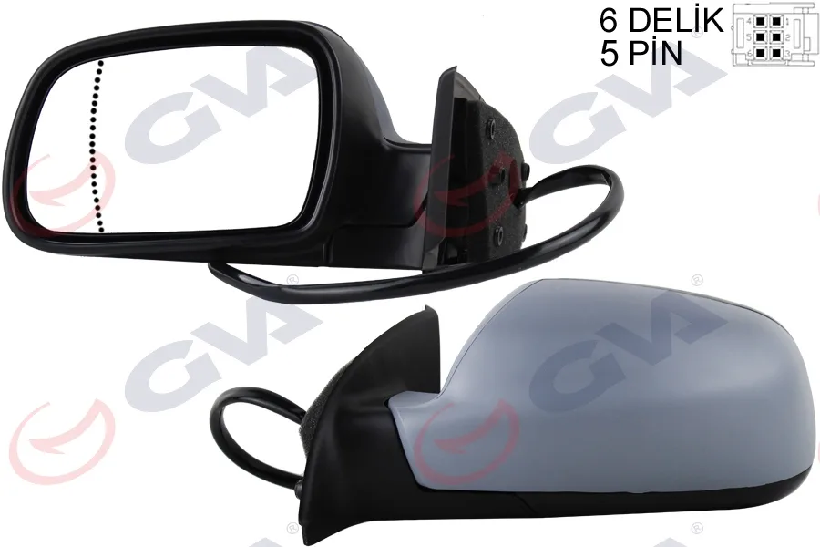 Dış Dikiz Aynası Sol 307 2002 Elektrikli Isıtmalı Astarlı Asferik 5 Fiş VM-207EHPAL