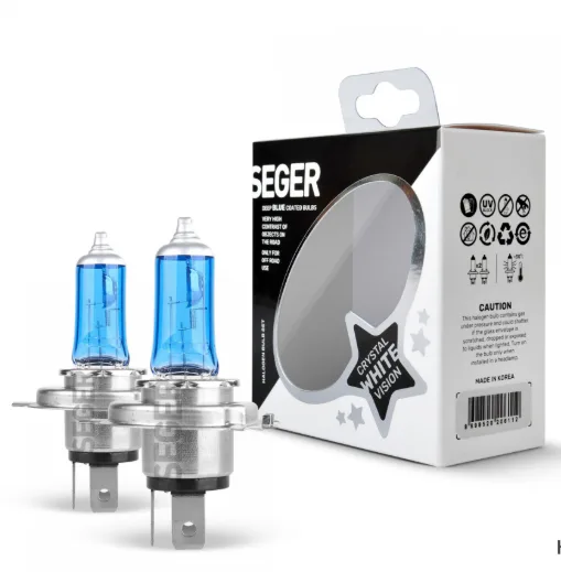 Ampül H4 12V 100/90W P43T Crystal White Yüksek Güç. 4.500K Beyaz Işık P43 Tırnaklı