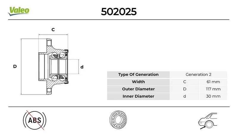 Arka Teker Poryası Rulmanli Tempra - DOBLO - Palio - Albea - Marea ABS Siz 4 Bijon 30X117X61.7