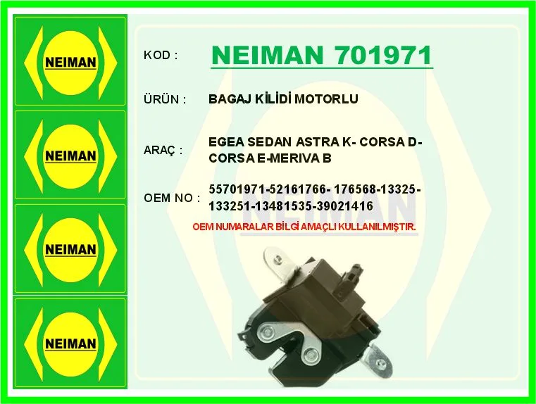 Bagaj Kilidi Motorlu Fiat Egea 2016 Opel ASTRA K 2015-2019 Corsa D 2006-2014 Corsa E 2014-2017 Meriva B 2010-2017 Al Fa Romeo Giulietta 2010-2018