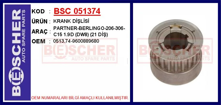 Krank Dişlisi PARTNER - BERLINGO-206-306-C15 1.9D DW8 21 Diş