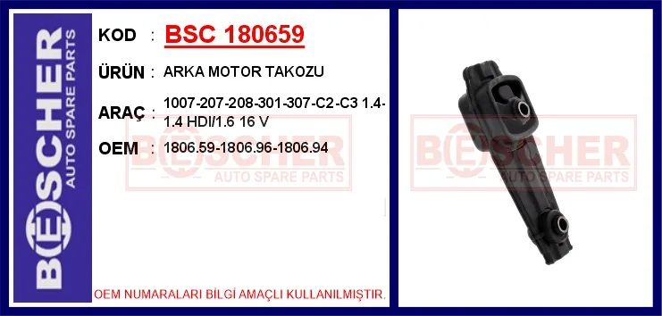 Motor Takozu Arka Peugeot P207-P208-P301-P1007-P2008 Citroen C2-C3-C - Elysee - DS3 1.4-1.6 16V - HDI EP3- DV4 EP6-DV6