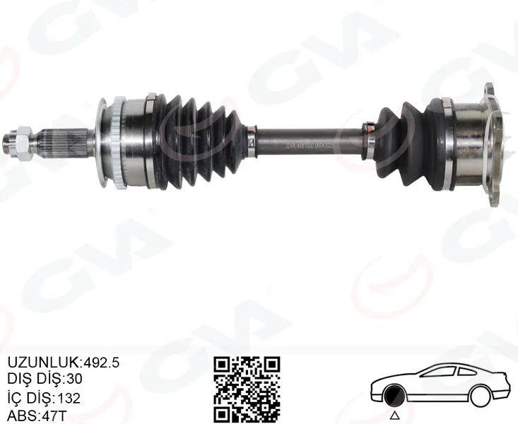 Komple Aks Sağ Mitsubishi L200 2.5L 4D56 Di - D TDİ EURO4 CR 4X4 KB4T 2007-2010 30 X 592.5 X 28