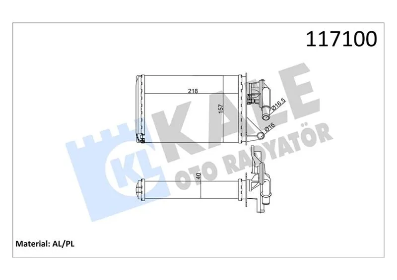 Kalorifer Radyatörü UNO 218X156.5X40 Musluklu 2 Sıra Al PL Sistem