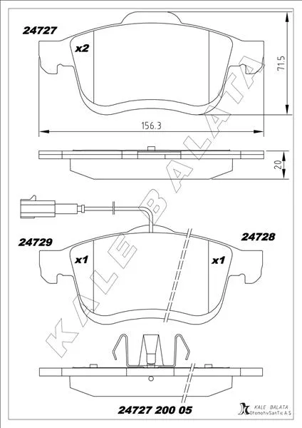 Ön Balata DOBLO 1.4 1.3D 1.6D 2.0D 2010 COMBO 1.4 12 >1.3CDTİ 12 >1.6CDTİ 2012 2.0CDTİ 2012