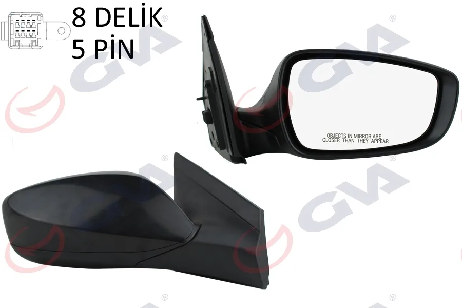 Diş Dikiz Aynası Sağ Blue 2012 Elektrikli Isıtmalı Siyah Kapak Konveks 5 Fiş VM-6451ER