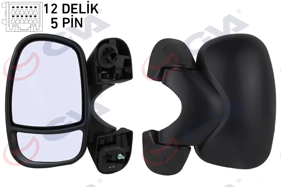 Diş Dikiz Aynası Sol TRAFIC - VIVARO 2001 Elektrikli Isıtmalı Sensörlü Konveks 5 Fiş VM-967EHL