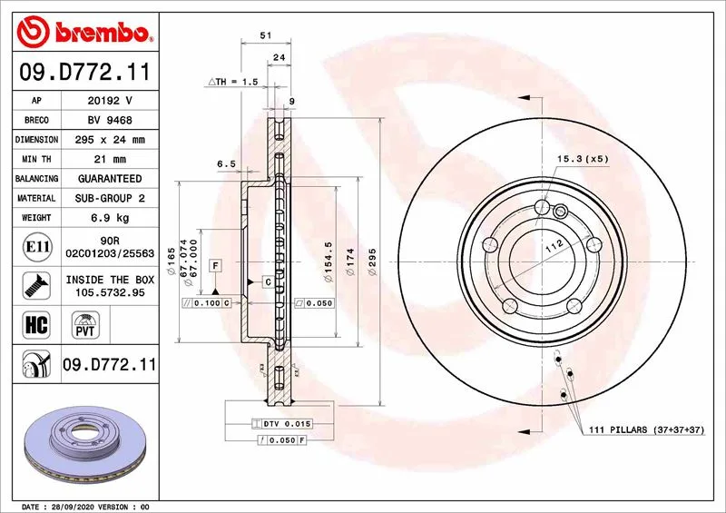 Fren Diski On Mercedes W177 V177 W247 C118 X118 (2 Adet)