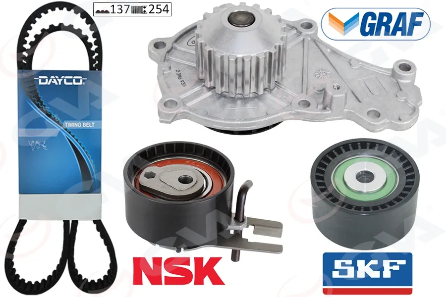 Devirdaimli Triger Seti 137X254 P206-P207-P307-P308-P407-P3008-EXPERT - PARTNER - BERLINGO - Jumpy - C2-C3 - C4-C5-XSARA - Focus 2 - Fiesta 5 - 6 Volvo S40-C30-V50-FIAT SCUDO EURO4 1.6 HDI - Tdci