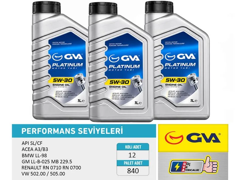 Motor Yağı 5W30 1 LT Platınum Tam Sentetik API SL / CF (12 Adet)