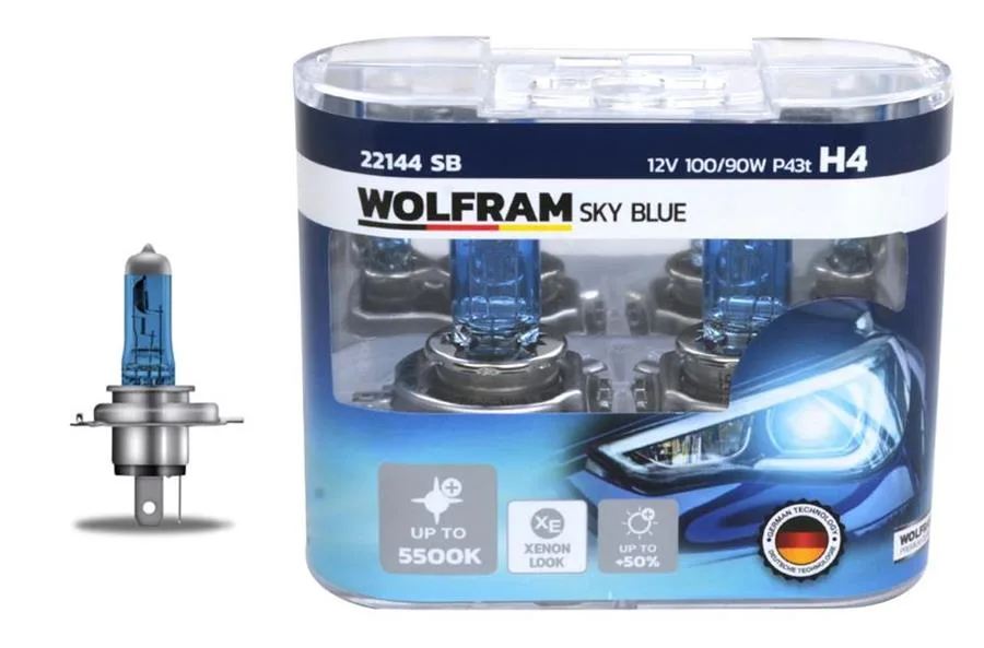 Ampul 12V H4 100/90 P43T SKY Blue Beyaz Işık
