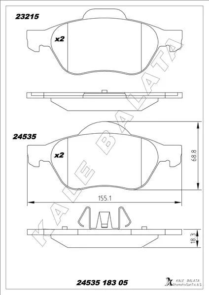 Ön Balata Megane 2 2002 Scenic 2 2002 Clio 3 2005 1.5DCİ 1.6 16V 2.0 16V
