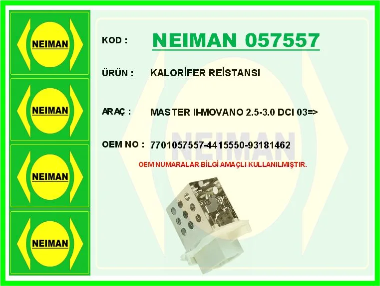 Kalorifer Reistansı MASTER 2 - MOVANO 2.5-3.0 DCI 2003