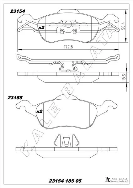 Ön Fren Balata Ford Focus 1.4L 1.6L 1.8L 2.0L 1998-2004