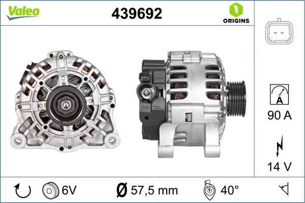 Alternatör 14V 90A Bipper - NEMO - P206-P406-PARTNER - PARTNER Tepee - BERLINGO - Xsara - C5-JUMPY TU1JP