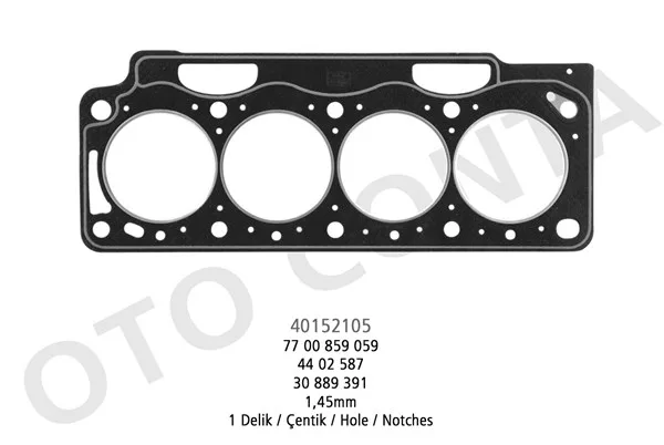 Silindir Kapak Contası Laguna Megane Scenıcmovano VIVARO F9Q 1 Delık 1.45MM 1997-2001